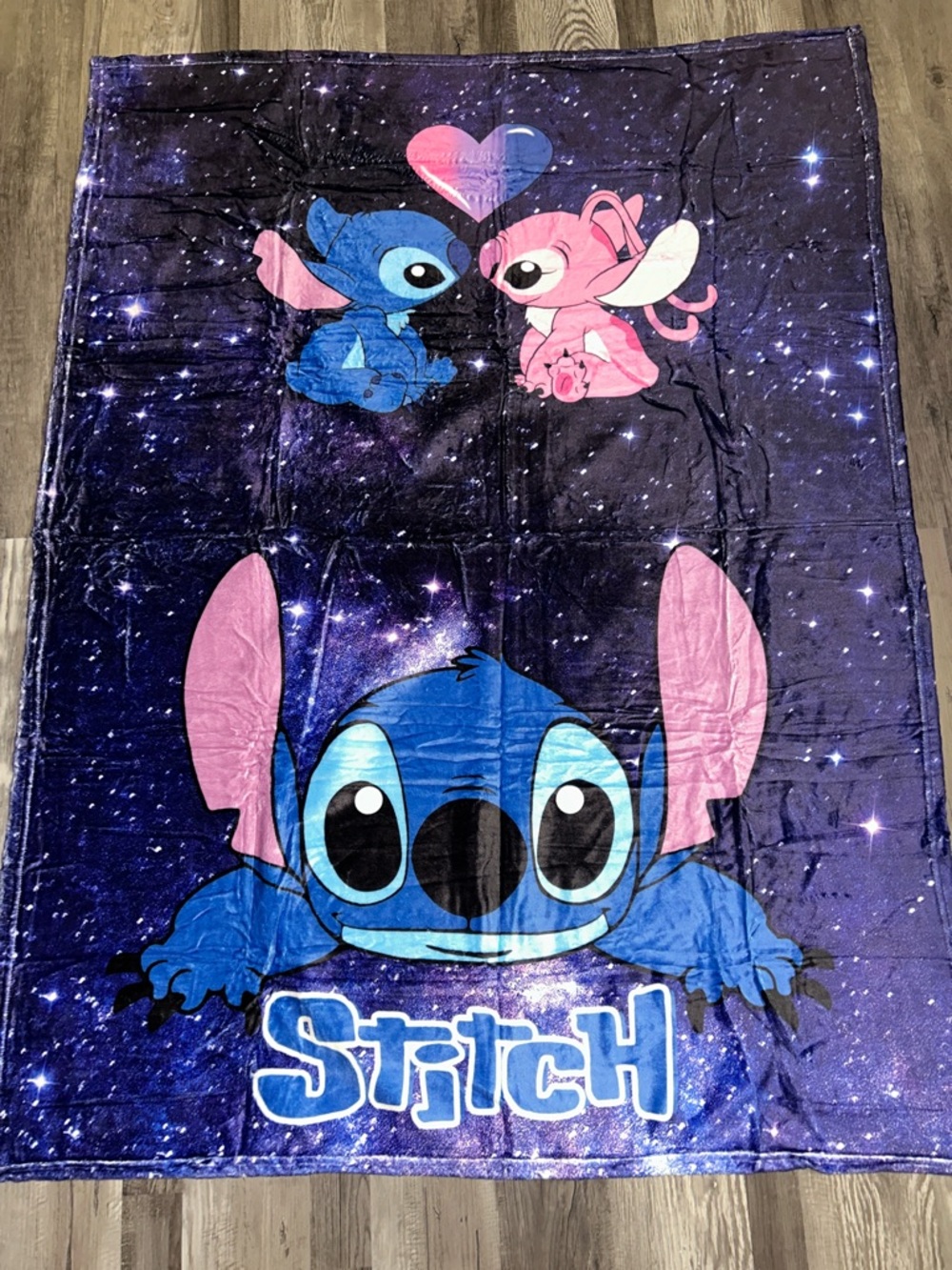 Source Unknown Blue and Pink Character Blanket